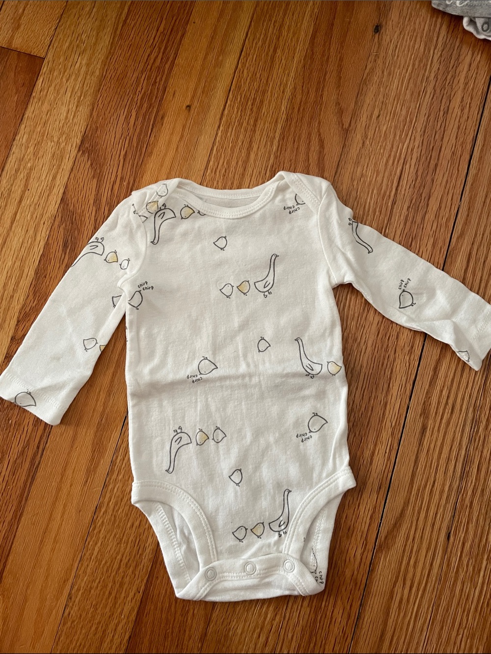 Carter's White Long-Sleeve One-Piece with Duck and Chick Prints